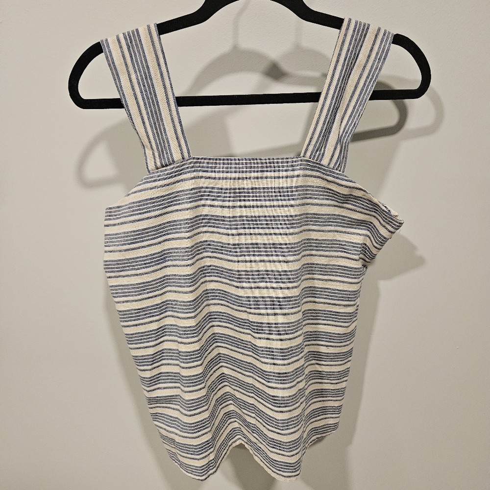 Linen Lux Womens Size XL Top Blue Beige